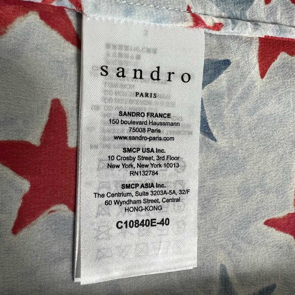 Sandro Paris Long Sleeves Red And Blue Stars Print US Size 6; FR 2 - Picture 12 of 16